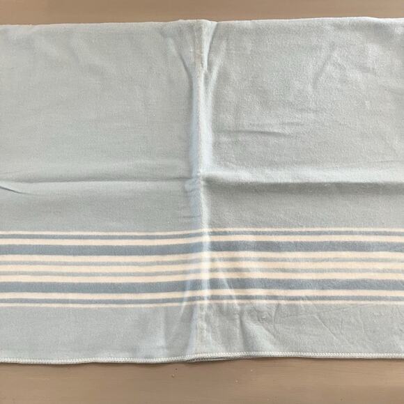 Vintage Light Blue Receiving Blanket With Stripes - Baby - Picture 3 of 4